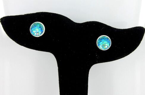 Silver-tone Metallic Mermaid Scale Stud Earrings 8mm (Hot Pink) in Saudi Arabia