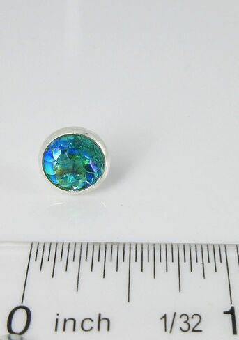 Silver-tone Metallic Mermaid Scale Stud Earrings 8mm (Hot Pink) in Saudi Arabia