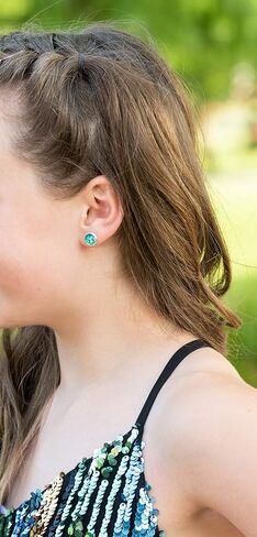 Silver-tone Metallic Mermaid Scale Stud Earrings 8mm (Hot Pink) in Saudi Arabia
