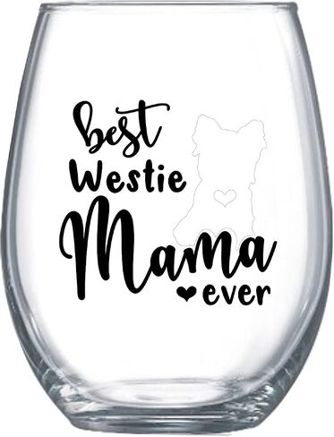 Best Westie Mom Ever gifts for Women West Highland White Terrier Dog Stemless Wine Glass for her Cup Idea 0233 in Saudi Arabia