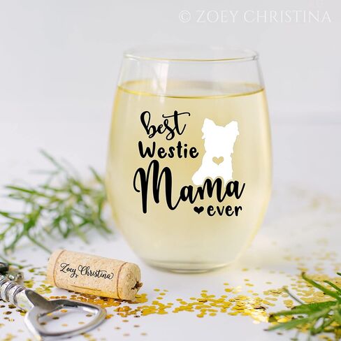 Best Westie Mom Ever gifts for Women West Highland White Terrier Dog Stemless Wine Glass for her Cup Idea 0233 in Saudi Arabia