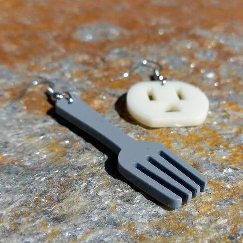 Funny Fork and Outlet Socket Mismatch Earrings Set with Nickel Free Hooks, Humor Electrician Electric Shock Jewelry in Saudi Arabia