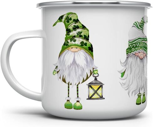 St Patricks Day Irish Gnomes Campfire Coffee Tea Mug, Lucky Green Shamrock Camping Cup, Gift for Her Mom Friend Coworker (16oz) in Saudi Arabia