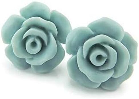 Pretty Smart Titanium Post Rose Earrings Hypoallergenic 13mm (Matte Deep Red) in Kuwait