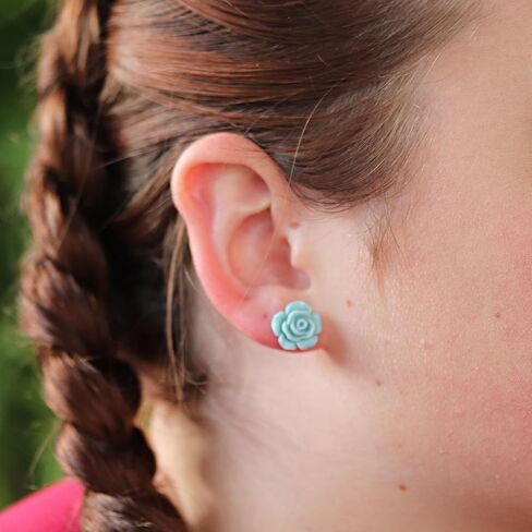 Pretty Smart Titanium Post Rose Earrings Hypoallergenic 13mm (Matte Deep Red) in Kuwait