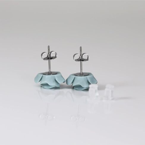 Pretty Smart Titanium Post Rose Earrings Hypoallergenic 13mm (Matte Deep Red) in Kuwait