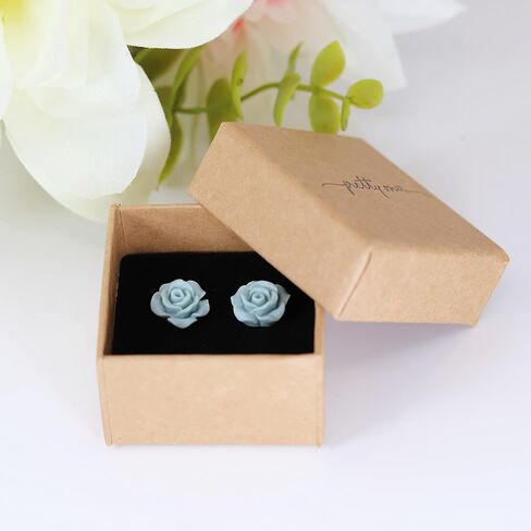 Pretty Smart Titanium Post Rose Earrings Hypoallergenic 13mm (Matte Deep Red) in Kuwait