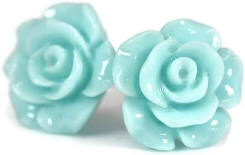 Pretty Smart Titanium Post Rose Earrings Hypoallergenic 13mm (Matte Deep Red) in Saudi Arabia
