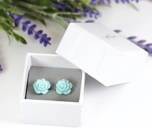 Pretty Smart Titanium Post Rose Earrings Hypoallergenic 13mm (Matte Deep Red) in Saudi Arabia