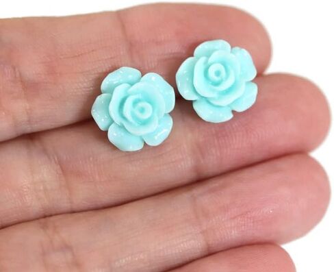 Pretty Smart Titanium Post Rose Earrings Hypoallergenic 13mm (Matte Deep Red) in Saudi Arabia