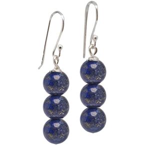أقراط VN Jewelry النسائية المصنوعة يدويًا من الأحجار الكريمة الطبيعية ثلاثية الخرز 925 من الفضة الاسترليني المتدلية - عين النمر، الجمشت، اللؤلؤ، اليشم الأخضر، الفيروز، العقيق (الفيروز) in Kuwait