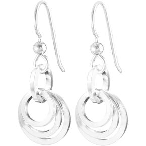 Sterling Silver Earrings For Women - Small Silver Dangle Loop Earrings for Women Trendy - Simple Circle Designer Dangling Earrings