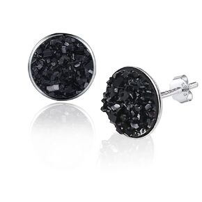 Silver-tone Black Faux Druzy Stud Earrings，925 Sterling Silver Hypoallergenic Natural Gemstone Earrings for Women Trendy Fashion in Kuwait