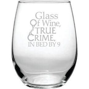 كأس من النبيذ، جريمة حقيقية، في السرير بمقدار 9-15 أونصة من الزجاج بدون جذع - هدية عيد ميلاد مضحكة - المخبر - ألغاز لم يتم حلها - كؤوس نبيذ الهالوين - قصص مسرح الجريمة - هدايا نسائية in Kuwait