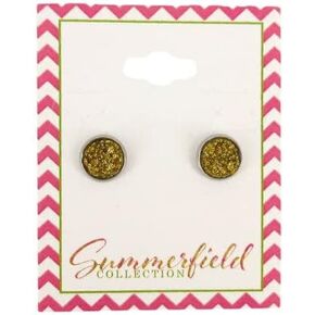 Stainless Steel Glitter Faux Druzy Stone Stud Earrings 8mm (Galaxy Blue Purple) in Saudi Arabia
