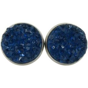 Summerfield Collection Stainless Steel Navy Blue Faux Druzy Stone Stud Earrings Dark 12mm in Saudi Arabia