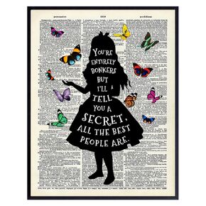 Alice in Wonderland Quote Wall Art 11x14 - Inspirational Gift for Women - Funny Sayings Poster Picture - Positive Quotes - Motivational Wall Art for Women -Teen Girls Bedroom, Living room, Home Office in Saudi Arabia