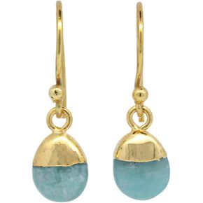 Gempires Natural Amazonite Oval Cabochon Hook Earring, Handmade Jewelry, Gift for Her (Amazonite)