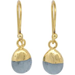 حلق خطاف كابوشون بيضاوي من اللازورد من Gempires، حجر بخت شهر سبتمبر، مطلي بالذهب عيار 14 قيراط، مجوهرات مصنوعة يدويًا، هدية لها (اللازورد) in Kuwait