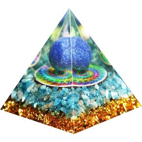 New Orgonite Pyramid For Success，Natural Crystals Pyramid，Crystals and Healing Stones Pyramid，Lapis lazuli & Aquamarine Orgone Pyramid，Decor Crystals，Protection，meditation，Gifts in Saudi Arabia
