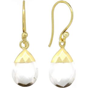 Gempires Natural Black Rutile Faceted Pear Dangle Earring, 14k Yellow Gold Plated Drop Dangle Earring For Women (Black Rutile) in Kuwait