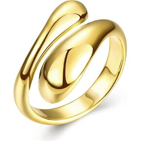 Handmade 14K Gold Plated Rings for Women Men Open Adjustable Statement Rings Jewelry Gifts