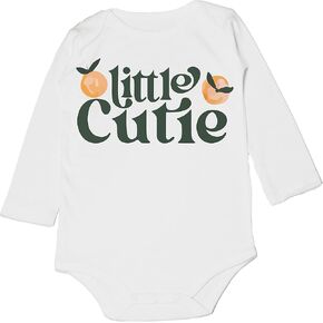 Little Cutie Baby Shower Orange 1st Birthday Party Bodysuit Clementine Organic Newborn Bodysuit Food Meme Onesie (0-6 Months, White-Clementine Printed)