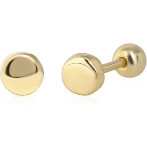 Ball Screw Back Earrings 925 Sterling Silver Studs Safety Ball Back Sleep-On Stud Earrings for Men Women Unisex Hypoallergenic, 3.6mm Circle, Gold in Saudi Arabia