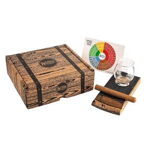Whiskey Glass with Cigar Holder and Coaster - Handmade from Reclaimed Whiskey and Bourbon Barrels in Saudi Arabia