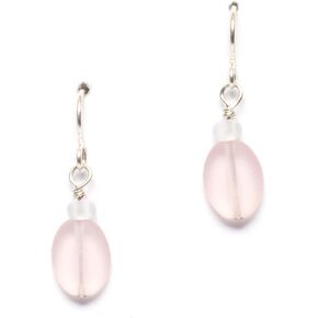 Sea Glass Droplet Earrings (Blush) - Sterling Drop Earrings by EcoSeaCo, using recycled and sustainable material. Handmade in the USA in Kuwait