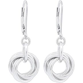 Dainty Love Knot Circle Dangle Earrings Made From Recycled 925 Sterling Silver Simple Everyday Jewelry Gift idea for Women (French Wire)