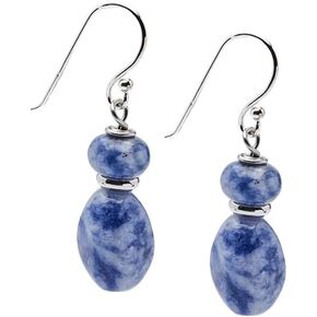 Handmade Women's Natural Gemstone and Sterling Silver Dangle Drop Earrings | Gift Ideas for Women, Girls (Black Agate) in Saudi Arabia