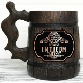 Because I'm The DM That's Why Mug Dungeons and Dragons Party DM Wooden Beer Mug 17oz Gifts for dnd Lovers Dungeon Master D&D Beer Stein Anniversary Christmas Birthday Gifts For Him Beer Tankard K666 in Kuwait