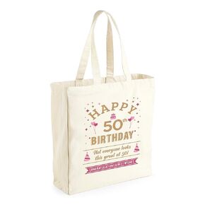 50th Birthday Keepsake Gift Bag Present for Women 50 Novelty Shopping Tote Fifty in Kuwait