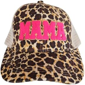 Women's Baseball Hat - Mama Chenille Patch Hat for Women - Fashion Snapback Style Hat for Women (Cow Black and White)