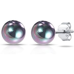 S925 4mm Black Pearl Stud Earrings for Women, Sterling Silver Post Earrings Hypoallergenic, Crystal Studs Earring 4mm Cute Tiny Earrings Jewelry for Girls