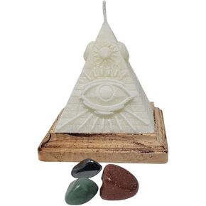 Pyramid Candle with hidden Crystals, Candle with Crystal Hidden Inside, Mystery Candles with Crystals (Blue)