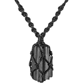 Real Black Tourmaline crystal necklace jewelry for protection energy authentic Black Tourmaline handmade pendant for women and men in Saudi Arabia