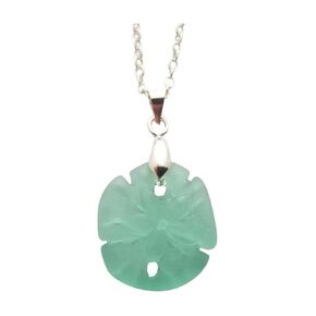 Yinahawaii Handmade in Hawaii Sea Glass Jewelry, Sand Dollar Necklace, Beach Necklace, Birthday Gift for Women (Aquamarine - March)