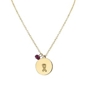 Handmade Rose Gold Breast Cancer Awareness Ribbon Charm Necklace - 14k Gold Fill, Pink Tourmaline - 14 Inches - Gift for Survivor, Present for Fighter, Warrior