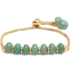 Gempires Natural Amazonite Beads Bolo Bracelet, 14k Yellow Gold Plated Handmade Jewerly, Adjustable Bracelets For Women (Amazonite) in Saudi Arabia