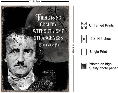 لوحة فنية جدارية قوطية من Edgar Allan Poe مقاس 11x14 - طباعة الغراب المخيفة - ديكور منزلي قوطي مخيف مخيف - اقتباسات ملهمة لتزيين الهالوين - هدايا Wicca الساحرة - ملصق فيلم رعب - فن جداري قوطي in Kuwait