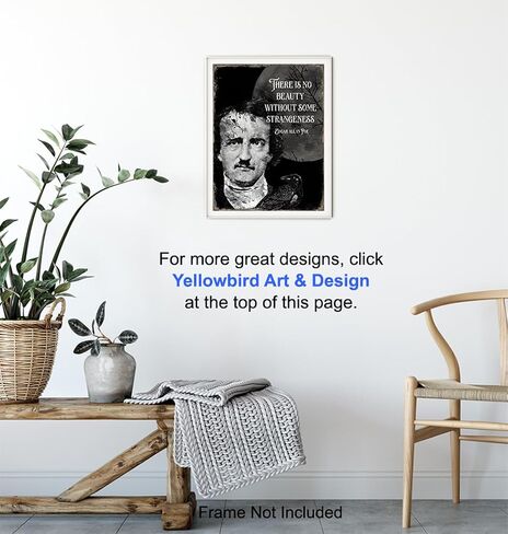 لوحة فنية جدارية قوطية من Edgar Allan Poe مقاس 11x14 - طباعة الغراب المخيفة - ديكور منزلي قوطي مخيف مخيف - اقتباسات ملهمة لتزيين الهالوين - هدايا Wicca الساحرة - ملصق فيلم رعب - فن جداري قوطي in Kuwait