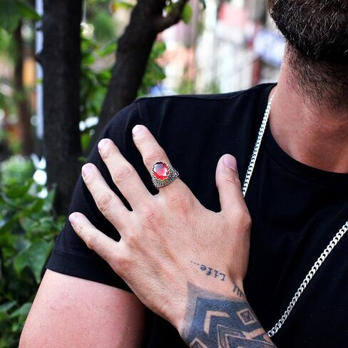 Aquamarine rings for men With Turquoise Stone, Handmade 925 sterling silver rings for men, Vintage Turkish ring perfect Statement Ring, Aquamarine stone ring christmas gifts for men, Size 7 in Saudi Arabia