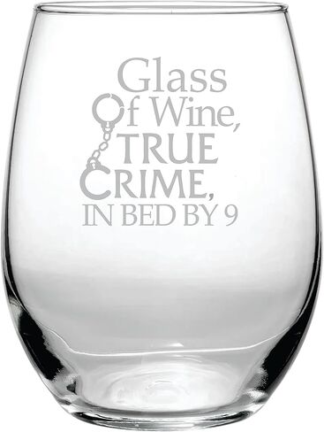 كأس من النبيذ، جريمة حقيقية، في السرير بمقدار 9-15 أونصة من الزجاج بدون جذع - هدية عيد ميلاد مضحكة - المخبر - ألغاز لم يتم حلها - كؤوس نبيذ الهالوين - قصص مسرح الجريمة - هدايا نسائية in Kuwait