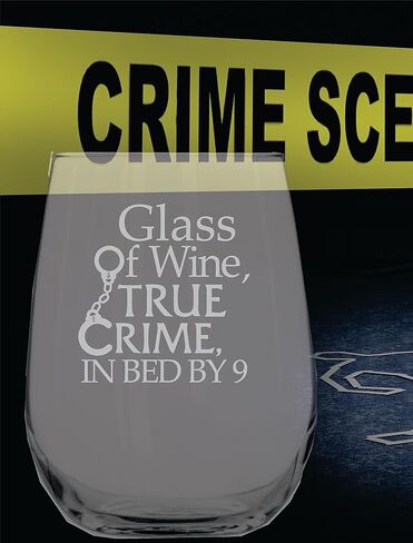 كأس من النبيذ، جريمة حقيقية، في السرير بمقدار 9-15 أونصة من الزجاج بدون جذع - هدية عيد ميلاد مضحكة - المخبر - ألغاز لم يتم حلها - كؤوس نبيذ الهالوين - قصص مسرح الجريمة - هدايا نسائية in Kuwait