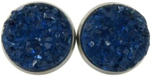 Summerfield Collection Stainless Steel Navy Blue Faux Druzy Stone Stud Earrings Dark 12mm in Saudi Arabia