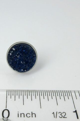Summerfield Collection Stainless Steel Navy Blue Faux Druzy Stone Stud Earrings Dark 12mm in Saudi Arabia