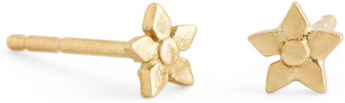 Small Round Gold Stud Earrings, Solid Real 14k Yellow Gold Simple Hammered Post Earrings, Minimalist Boho Everyday Simple Artisan Handmade Unique Chic Jewelry, Modern Artisan Earrings in Kuwait