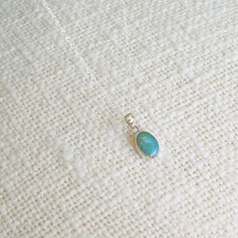 Natural Turquoise Pendant Necklace, 925 Silver Sterling Authentic Turquoise Stone (Oval Turquoise) in Saudi Arabia